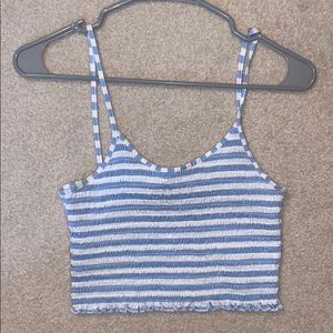 Me to We blue and white crop top from pacsun